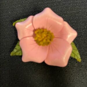 Vintage real leather Wild Rose brooch